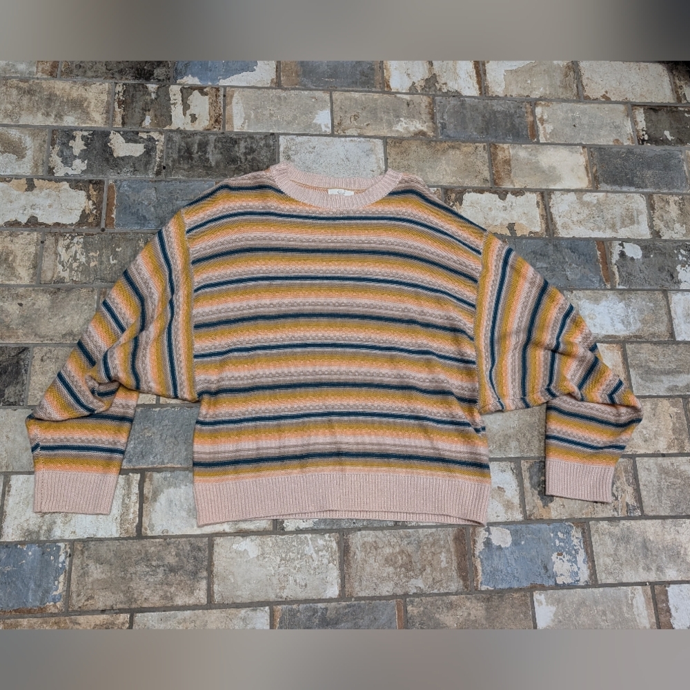 Easel Women's Small Multicolor Striped Pullover Acrylic Sweater